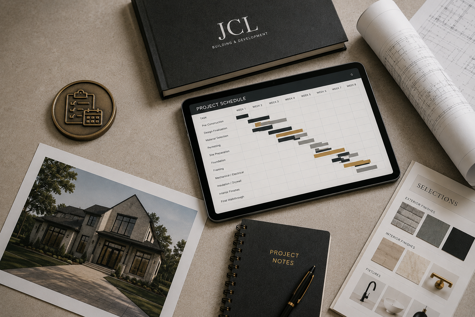 Construction project management schedule and notes